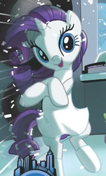Size: 235x390 | Tagged: safe, idw, rarity, pony, unicorn, g4, spoiler:comic, spoiler:comic03, clothes, crossed hooves, dancing, dress, female, gangnam style, looking at you, manehattan, solo
