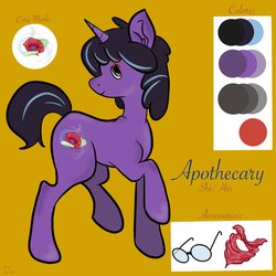 Size: 1200x1200 | Tagged: safe, artist:amynewblue, oc, oc only, oc:apothecary, pony, unicorn, commission, purple, reference sheet, solo