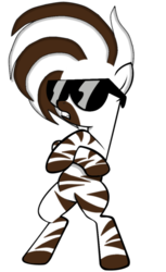 Size: 669x1090 | Tagged: safe, artist:dylanf3, oc, oc only, oc:shansai, pony, zebra, base used, bipedal, crossed arms, simple background, solo, sunglasses, transparent background, zebra oc