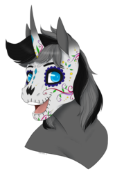 Size: 1825x2749 | Tagged: safe, artist:caff, oc, oc only, ghost, pony, commission, dia de los muertos, head shot, solo