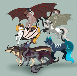Size: 2769x2729 | Tagged: safe, artist:caff, pony, bad guys, commission, evil, group, high res
