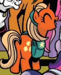 Size: 215x262 | Tagged: safe, idw, professor inkwell, starsong, twilight sparkle, pony, unicorn, g4, spoiler:comic, spoiler:comic40, butt, cropped, eyes closed, female, filly, gusty (g4), mare, picture for breezies, plot, saddle bag, solo focus, unicorn twilight