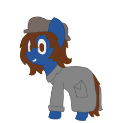 Size: 800x800 | Tagged: safe, artist:derpy_the_duck, oc, oc only, oc:derp, earth pony, pony, derpibooru community collaboration, 1920s, clothes, male, simple background, smiling, solo, transparent background, trenchcoat