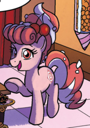 Size: 365x518 | Tagged: safe, artist:tony fleecs, idw, official comic, cherry cordial, earth pony, pony, from the shadows, g4, spoiler:comic, spoiler:comic51, cropped, female, mare, raised hoof, solo