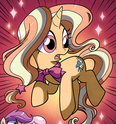Size: 640x683 | Tagged: safe, idw, gilded lily, scootaloo, sweetie belle, pony, unicorn, g4, spoiler:comic, spoiler:comic60, cutie mark, cutiespark, female, filly, hooves, horn, open mouth, shading, solo focus