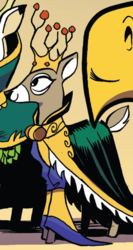 Size: 333x624 | Tagged: safe, artist:andypriceart, idw, official comic, king aspen, queen birch, deer, g4, spoiler:comic, spoiler:comic61, clothes, cropped, doe, female, robe