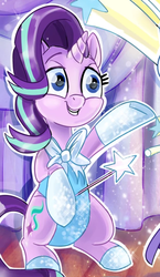 Size: 415x715 | Tagged: safe, idw, starlight glimmer, pony, unicorn, g4, spoiler:comic, spoiler:comic69, assistant, clothes, leotard, wand