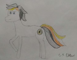 Size: 2401x1889 | Tagged: safe, artist:rigby the trucker pony, oc, oc only, oc:lunar shine, earth pony, pony, male, solo, stallion, traditional art
