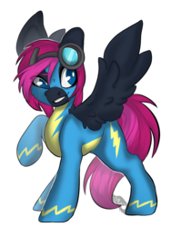 Size: 870x1160 | Tagged: safe, artist:missclaypony, oc, oc only, oc:neon flare, pegasus, pony, clothes, female, goggles, mare, simple background, solo, transparent background, uniform, wonderbolts uniform