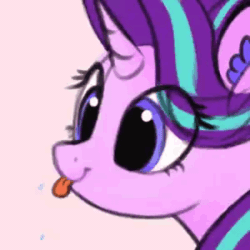 Size: 300x300 | Tagged: safe, artist:lollipony, starlight glimmer, pony, unicorn, g4, :p, :t, animated, bust, cute, ear fluff, eye clipping through hair, female, gif, glimmerbetes, mare, portrait, raspberry, silly, silly pony, simple background, smiling, solo, spittle, tongue out, white background