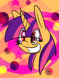 Size: 378x498 | Tagged: safe, artist:psicarii, oc, oc only, oc:color spark, pony, unicorn, bust, female, mare, portrait, recolor, solo