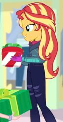 Size: 520x1005 | Tagged: safe, screencap, sunset shimmer, equestria girls, equestria girls series, g4, holidays unwrapped, winter break-in, spoiler:eqg series (season 2), cropped, female, present