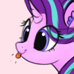 Size: 300x300 | Tagged: safe, artist:lollipony, starlight glimmer, pony, unicorn, g4, :p, cute, eye clipping through hair, female, glimmerbetes, mare, mlem, silly, simple background, solo, tongue out