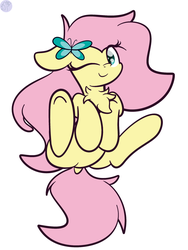 Size: 1536x2048 | Tagged: dead source, safe, artist:php142, fluttershy, pegasus, pony, g4, chest fluff, cute, dock, female, floppy ears, hair accessory, hair ornament, hooves to the chest, looking at you, mare, on back, one eye closed, shyabetes, simple background, smiling, solo, spread legs, spreading, three quarter view, white background, wink
