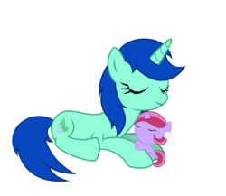 Size: 7500x6500 | Tagged: safe, artist:northernthestar, oc, oc only, oc:lilac petal, oc:mint berry, pony, unicorn, absurd resolution, baby, baby pony, female, mare, prone, simple background, transparent background
