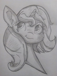 Size: 2448x3264 | Tagged: safe, artist:dashybestpony, princess luna, alicorn, pony, g4, bust, cute, female, filly, high res, mare, monochrome, portrait, s1 luna, simple background, smiling, solo, traditional art, woona, younger