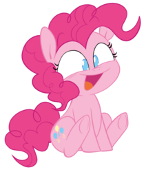 Size: 500x589 | Tagged: safe, artist:pinkiespresent, pinkie pie, earth pony, pony, g4, cute, diapinkes, female, mare, no pupils, open mouth, simple background, sitting, solo, white background