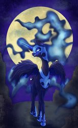 Size: 2336x3806 | Tagged: safe, artist:noupu, nightmare moon, alicorn, pony, g4, female, high res, mare, moon, solo