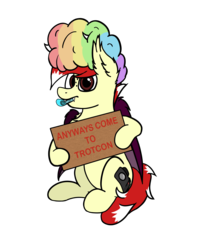 Size: 3000x3743 | Tagged: safe, artist:aaathebap, oc, oc only, oc:aaaaaaaaaaa, bat pony, pony, 2020 community collab, derpibooru community collaboration, trotcon, afro, anyway come to trotcon, bat pony oc, bat wings, high res, male, multicolored hair, party horn, rainbow hair, simple background, solo, transparent background, wings