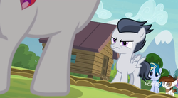 Size: 1183x653 | Tagged: safe, screencap, kettle corn, pipsqueak, rumble, skeedaddle, sweetie belle, earth pony, pegasus, pony, unicorn, g4, marks and recreation, colt, cutie mark, cutie mark day camp, discovery family logo, female, filly, male, rumble is not amused, the cmc's cutie marks