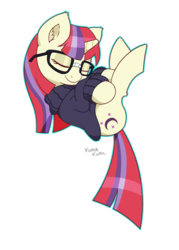 Size: 2000x2800 | Tagged: safe, artist:kumakum, moondancer, pony, unicorn, g4, clothes, ear fluff, eyes closed, female, glasses, high res, mare, simple background, sleeping, smiling, solo, sweater, transparent background