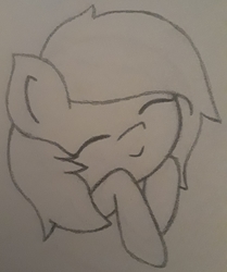 Size: 1596x1909 | Tagged: safe, artist:lightning135, oc, oc only, earth pony, pony, eyes closed, female, sketch, smiling, solo, traditional art