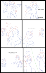 Size: 5000x8000 | Tagged: safe, artist:chedx, oc, oc only, oc:fast hooves, oc:home defence, clydesdale, pony, comic:the fusion flashback, butt, comic, commissioner:bigonionbean, confused, confusion, dialogue, flank, fusion, fusion:big macintosh, fusion:flash sentry, fusion:shining armor, fusion:trouble shoes, large butt, magic, panicking, parent:big macintosh, parent:shining armor, plot, potion, sketch, sketch dump, spread wings, swelling, writer:bigonionbean