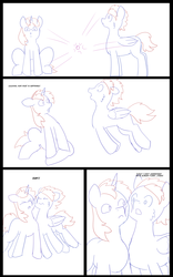 Size: 5000x8000 | Tagged: safe, artist:chedx, oc, oc only, oc:fast hooves, oc:home defence, clydesdale, pony, comic:the fusion flashback, butt, comic, commissioner:bigonionbean, confused, confusion, dialogue, flank, fusion, fusion:big macintosh, fusion:flash sentry, fusion:shining armor, fusion:trouble shoes, large butt, magic, panicking, parent:big macintosh, parent:shining armor, plot, potion, sketch, sketch dump, spread wings, swelling, writer:bigonionbean