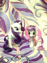 Size: 600x801 | Tagged: dead source, safe, artist:kawaiimo, rarity, sweetie belle, pony, unicorn, g4, brushable, female, filly, irl, photo, toy