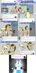 Size: 1502x3006 | Tagged: safe, artist:jitterbugjive, derpy hooves, doctor whooves, time turner, earth pony, pony, lovestruck derpy, g4, dalek, doctor who, food, muffin, sonic screwdriver, the doctor