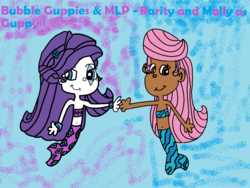 Size: 960x720 | Tagged: safe, artist:deboramonteiro123, rarity, mermaid, equestria girls, g4, bandeau, bare shoulders, barely eqg related, belly button, bikini top, bracelet, bubble guppies, clothes, crossover, guppy, jewelry, mermaid tail, mermaidized, mermarity, mermay, midriff, molly (bubble guppies), nick jr., nickelodeon, species swap, strapless