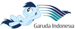 Size: 892x342 | Tagged: safe, artist:ponyrailartist, oc, oc only, oc:garuda indonesia, pegasus, pony, airline, female, logo, mare, show accurate, simple background, solo, transparent background