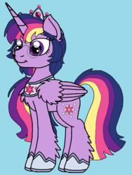 Size: 704x936 | Tagged: safe, artist:rosefang16, twilight sparkle, alicorn, pony, astralverse, g4, alternate hairstyle, chest fluff, crown, ear fluff, female, glasses, hoof shoes, jewelry, leg fluff, mare, redesign, regalia, solo, twilight sparkle (alicorn)
