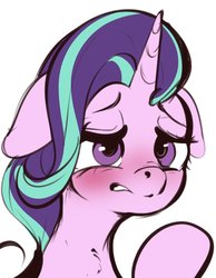 Size: 872x1121 | Tagged: safe, artist:tohupo, starlight glimmer, pony, unicorn, g4, blushing, bust, cute, female, floppy ears, glimmerbetes, mare, portrait, simple background, solo, white background, wrong eye color