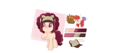 Size: 1229x516 | Tagged: safe, artist:verona-5i, button mash, twist, oc, oc:marshmallow, earth pony, pony, g4, base used, female, filly, hat, offspring, parent:button mash, parent:twist, reference sheet, simple background, transparent background