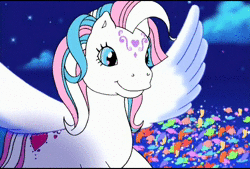 Size: 720x486 | Tagged: safe, screencap, star catcher, butterfly, pegasus, pony, dancing in the clouds, g3, animated, cute, female, lidded eyes, mare, one eye closed, solo, sound, webm, wink