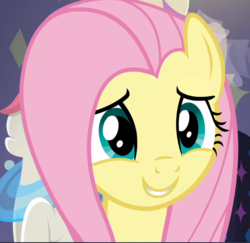 Size: 966x940 | Tagged: safe, screencap, fluttershy, pegasus, pony, fake it 'til you make it, g4, close-up, cropped, cute, female, mare, shyabetes, smiling, solo