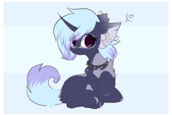 Size: 1908x1272 | Tagged: safe, artist:php146, oc, pony, unicorn, chest fluff, collar, ear fluff, ear piercing, eye clipping through hair, female, looking at you, piercing, sitting, spiked collar