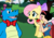 Size: 1284x904 | Tagged: artist needed, source needed, safe, fluttershy, dragon, human, pegasus, g4, 1000 hours in ms paint, bow, bowtie, canterlot, cape, clothes, disney, dragon tales, garden, hair bow, ord, snow white, snow white and the seven dwarfs