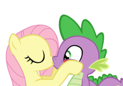 Size: 1000x700 | Tagged: safe, fluttershy, spike, g4, female, kissing, male, ship:flutterspike, shipping, straight