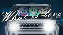 Size: 1920x1080 | Tagged: safe, artist:bastbrushie, bon bon, lyra heartstrings, minuette, sweetie drops, earth pony, pony, unicorn, g4, car, haddaway, land rover, land rover discovery, night at the roxbury, wallpaper, what is love, youtube link