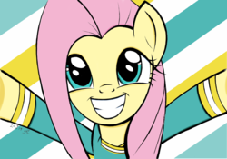 Size: 1920x1341 | Tagged: safe, artist:fladdrarblyg, fluttershy, pegasus, pony, filli vanilli, g4, abstract background, female, smiling, solo