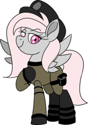 Size: 2026x2865 | Tagged: safe, artist:taaffeiite, derpibooru exclusive, oc, oc only, oc:violet, pegasus, pony, fallout equestria, clothes, commission, enclave, enclave armor, female, grand pegasus enclave, high res, hoof on chest, mare, simple background, smiling, smug, solo, spread wings, transparent background, wings