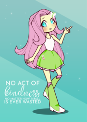 Size: 1819x2551 | Tagged: safe, artist:naissu, fluttershy, equestria girls, g4, blushing, colored pupils, cute, female, heart eyes, kindness, quote, shyabetes, solo, wingding eyes
