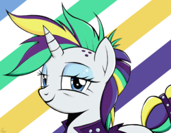 Size: 1920x1489 | Tagged: safe, artist:fladdrarblyg, rarity, pony, unicorn, g4, it isn't the mane thing about you, abstract background, alternate hairstyle, female, punk, raripunk, solo