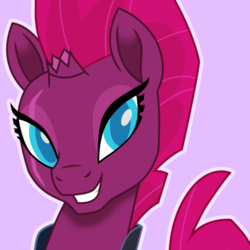 Size: 500x500 | Tagged: safe, artist:reapir, tempest shadow, pony, unicorn, g4, my little pony: the movie, broken horn, bust, eye scar, female, grin, horn, mare, movie accurate, scar, smiling, solo