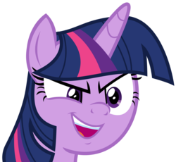 Size: 4259x3915 | Tagged: safe, artist:sketchmcreations, twilight sparkle, alicorn, pony, g4, the ending of the end, >:d, absurd resolution, adorabolical, cute, dreamworks face, evil grin, faic, female, grin, mare, open mouth, simple background, smiling, smirk, solo, transparent background, twilight sparkle (alicorn), vector