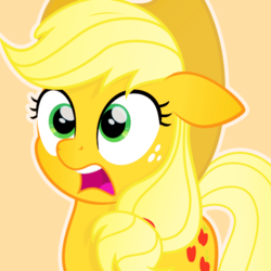 Size: 500x500 | Tagged: safe, artist:reapir, applejack, earth pony, pony, g4, my little pony: the movie, female, freckles, hat, mare, movie accurate, open mouth, shocked, solo