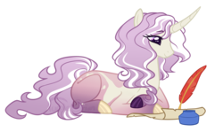 Size: 1191x708 | Tagged: safe, artist:purplegrim40, oc, oc:lavender cream, pony, unicorn, female, prone, simple background, transparent background