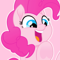 Size: 500x500 | Tagged: safe, artist:reapir, pinkie pie, earth pony, pony, g4, my little pony: the movie, bust, female, mare, movie accurate, open mouth, smiling, solo, underhoof